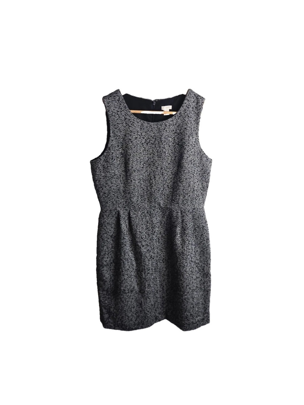 J.Crew Dress Size 8 Black White Herringbone Tweed Wool Blend Fit Flare F5563